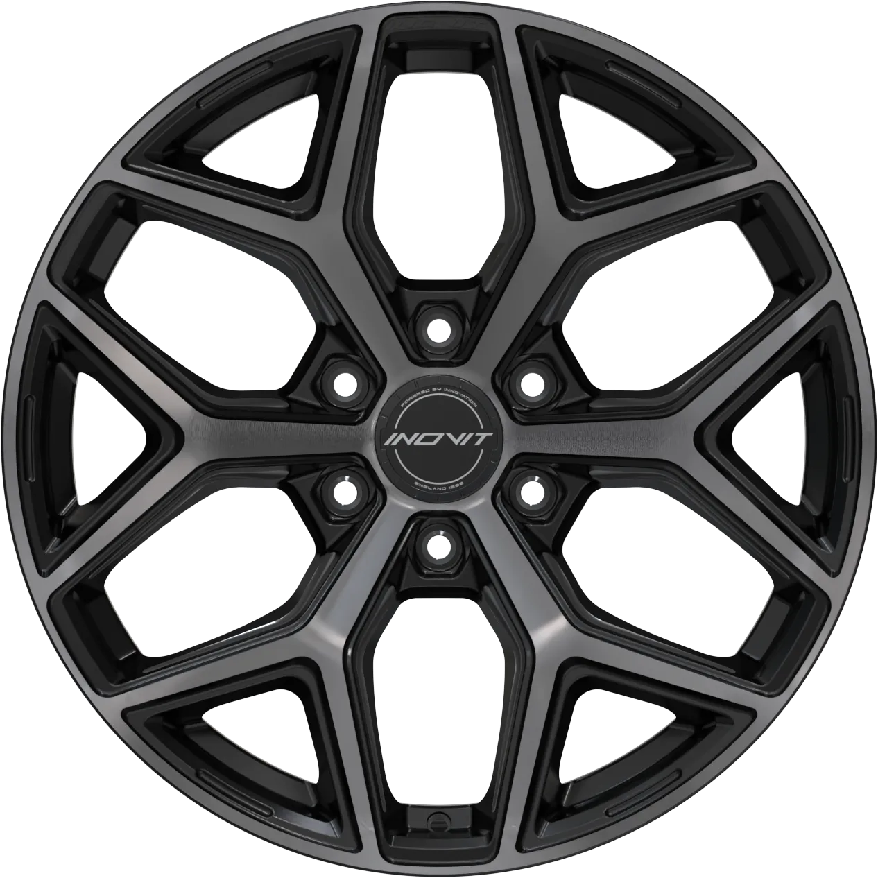 Force 6 — Black/Machined Face/Satin Lacquer/Milled Ball Cut/Dark Tint
