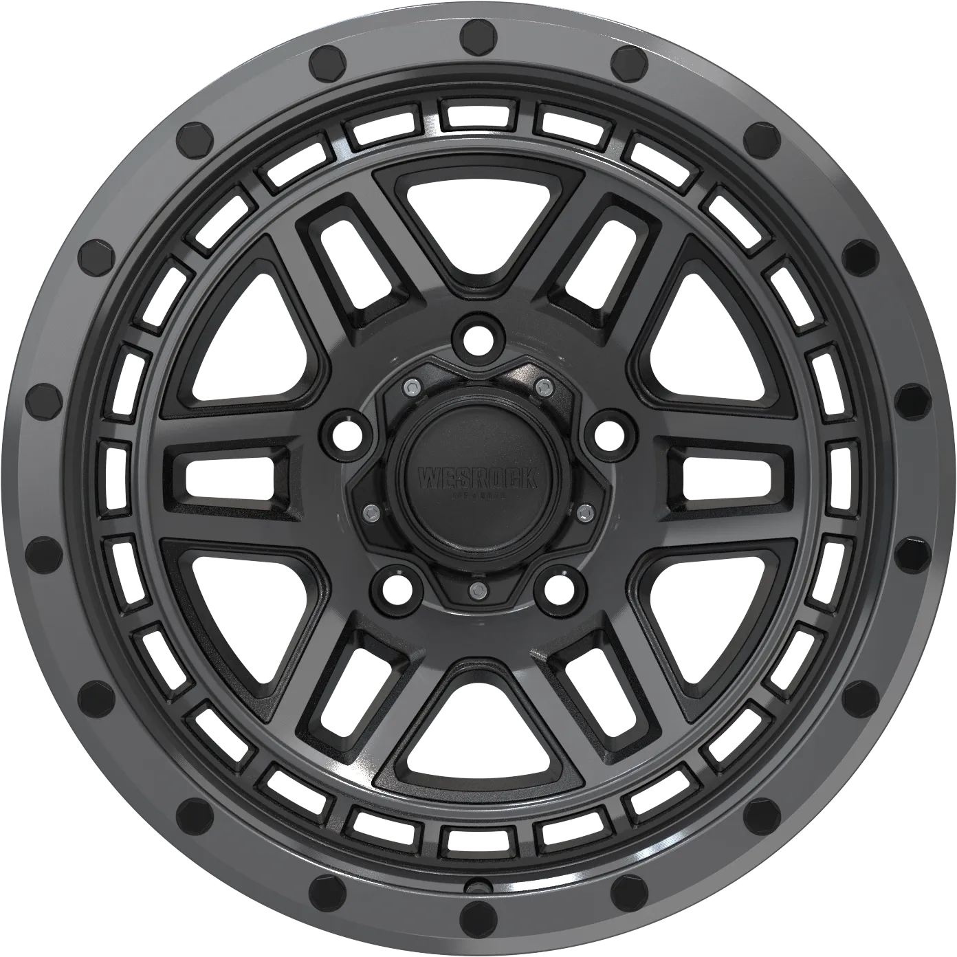 BT-26 — Black/Machined Face/Satin Lacquer/Dark Tint/Simulated Beadlock Machined/Decorative Bolts Black